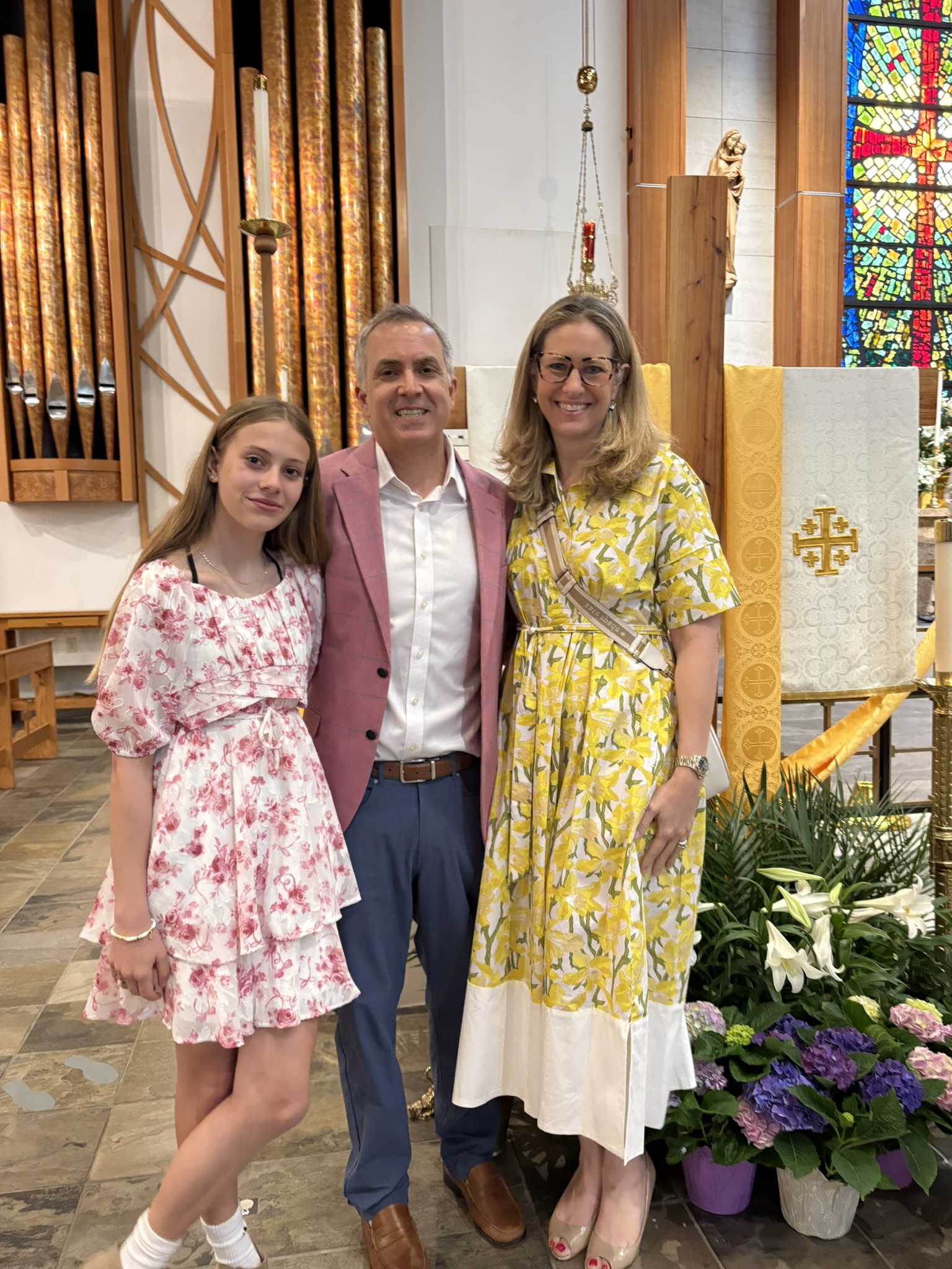Chris Treadaway with family at St. Theresa Catholic Church
